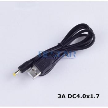 1M 3A Black USB A to DC 4.0*1.7mm Jack Cable