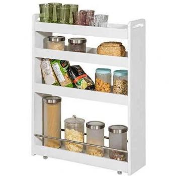 SoBuy® NSR01-W White Mobile Storage Rack with 4 Tiers and Wheels