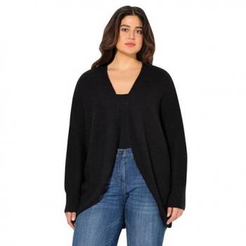 Ulla Popken Strickjacke für Damen, Egg-Shape, Wollanteil, offene Form