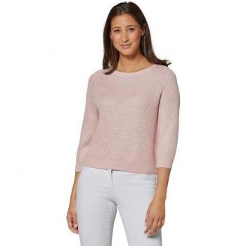 Strickpullover MADELEINE – Bändchengarn, 3/4‑Ärmel, rosa