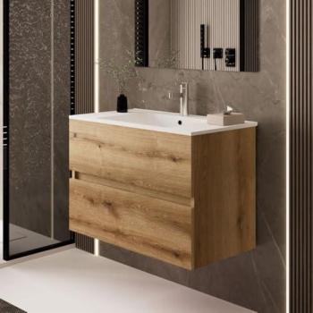 Bagno Verde Mobile 100 cm – Lavabo + Cassetti in Rovere