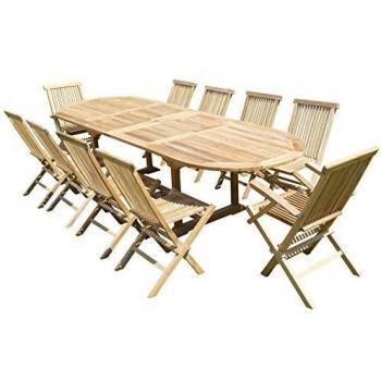 Ensemble de terrasse en teck Nayan 8 chaises et 2 fauteuils Jenae