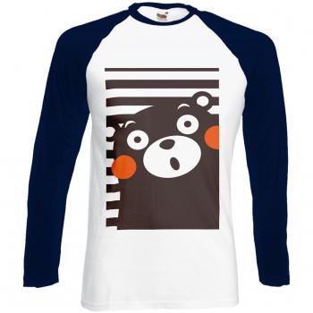 Long‑Sleeve Navy/White Kumamon Bear T‑Shirt for Men & Women