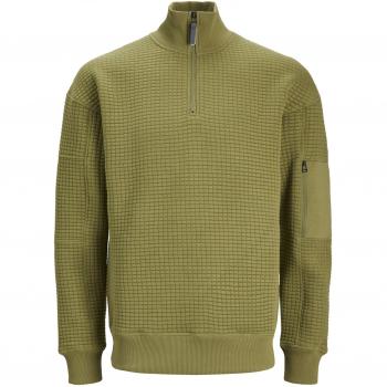 Jack & Jones T-shirt Waffle Verde Zip a Metà Uomo
