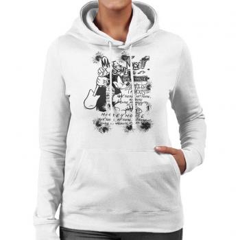 Women’s White Hooded Sweatshirt Featuring Mickey Mouse & Bold Text