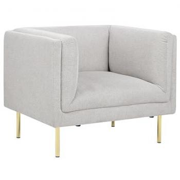 Poltrona Moderna Imbottita con Braccioli in Tessuto Grigio Moen
