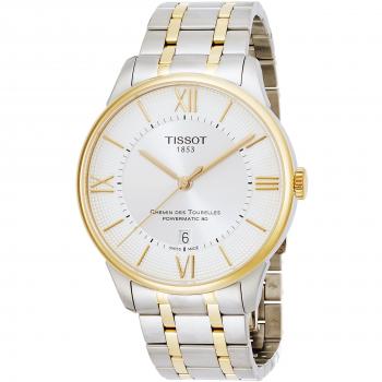 Reloj Tissot 42mm T099407220380: Esfera plateada y brazalete dorado‑gris