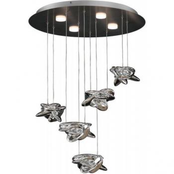 Nido Soffitto Cluster 62cm 5+4 Luci LED Cromo