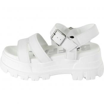 Sandales femme Buffalo Aspha TS Vegan blanches avec double bande et boucle
