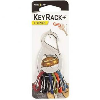 Nite Ize Keyrack: Schlüsselanhänger mit Flaschenöffner & 6 Farbig‑S‑Binern (Silber)