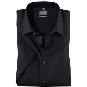OLYMP Herren Hemd Regular Fit Schwarz Größe 48 bügelfrei mit Brusttasche