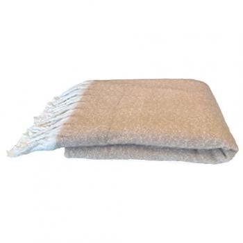 Manta Beige Efecto Lana Cepillada con Flecos 130x170 cm