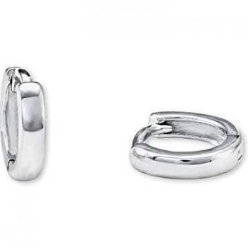 Pendientes Unisex de Plata 925 con Estuche, 1 cm, Color Blanco