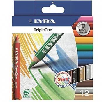 12 Crayons de couleur aquarellables 3 en 1
