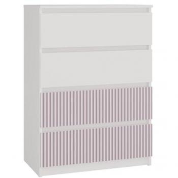 Aster T4 Commode 4 tiroirs – Design moderne – 97 × 70 × 40 cm – Enfant blanc-rose