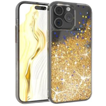 EAZY CASE „Golden Sparkle“ Liquid Hülle für iPhone 15 Pro Max