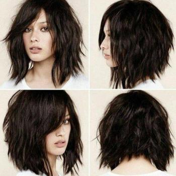 Whimsical W Short Wavy Black Hair for Daily Wear
