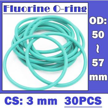 Joints toriques FKM vert 50/51/52/53/54/55/56/57x3mm, 30 unités
