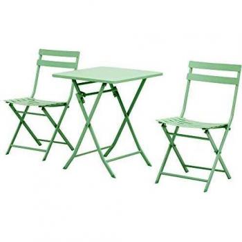 Outsunny Set Pieghevole da Giardino in Metallo Verde, Tavolo e Sedie Salvaspazio