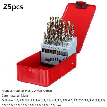 Forets hélicoïdaux en Cobalt M35 13 pièces, HSS-Co, longueur Jobber, boîtier métallique