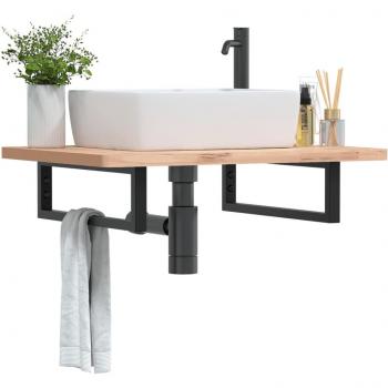 VidaXL Washbasin Shelf Brackets 2 pcs Black Rectangular Steel
