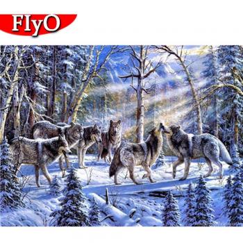 5D Diamant Malerei Wolf Mosaik Winter DIY Kit Handwerk Geschenk 20X30CM