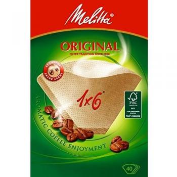 40‑Pack Natural 1x6 Melitta Coffee Filters – Brown