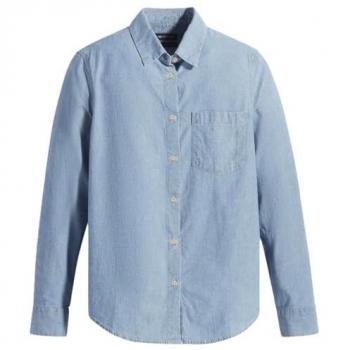 Camicia A-Maniche Lunghe di Dockers in Indigo Medio