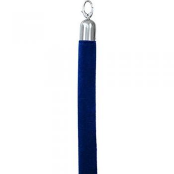 Cordone separacoda blu in velluto con finiture cromate 1,5 m