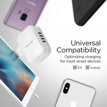 Spigen Essential F401 4‑faches USB‑Stromversorgungslösung – Weiß