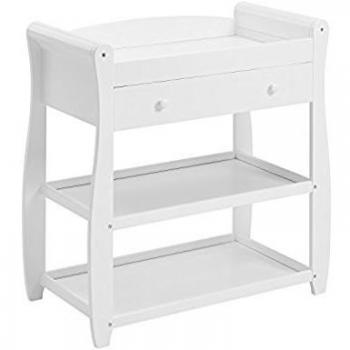 Babymore Sleigh Changer with Drawer (Natural Wood)