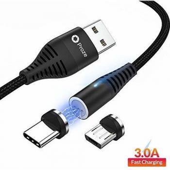 Proze Cable USB 2 en 1 Nylon Magnético para Carga y Datos