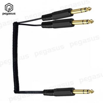Espiral cable de audio dual 0,8 m, 6,35 mm / ¼″