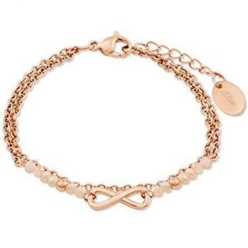 S.Oliver Damenarmband Edelstahl mit Glas, 16+4 cm, Apricot, Infinity
