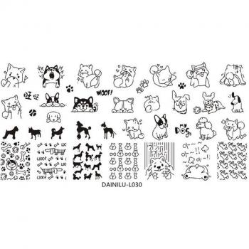 Plaque d'estampage pour manucure en acier inoxydable, motif ondulé, 1 pièce, photos d'animaux