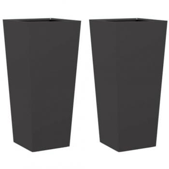 Estilo Verde VidaXL Vaso Aço Preto 35x35x75cm (Dupla)
