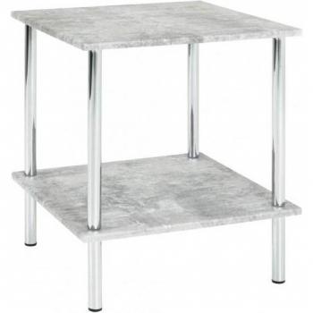 Table d'appoint carrée HAKU en bois et acier chromé 39 x 39 x 45 cm finition béton
