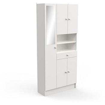 Colonne Imbattable – 5 portes, 1 tiroir, 2 niches, miroir – Blanc mat