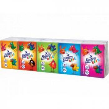 Linteo Kids mini papírové kapesníky 3-vrstvé, balení 10 x 10 kusů, bílé