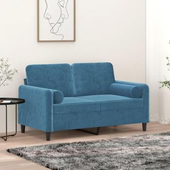 Oreillers Décoratifs en Velours Luxe Bleu Ø15x50