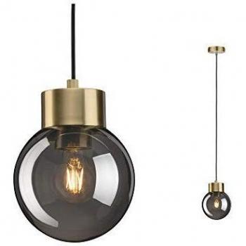 Paulmann 79743 Neordic Linja Pendelleuchte max. 1x20W Hängelampe für E27 Lampen Deckenlampe Rauchglas/Messing gebürstet 230V ohne Leuchtmittel
