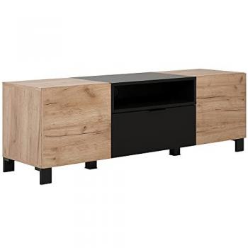Mueble TV Kendo 144 cm con 2 puertas, 1 tapa y 1 hueco negro