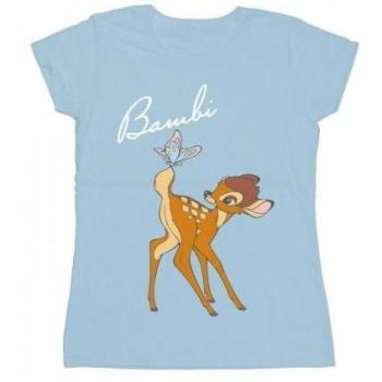 T-shirt en coton pour dames Disney Bambi avec impression de papillon