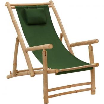 Mesa de Playa con Rústico Bambú y Lona Verde TORANA