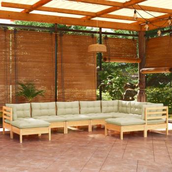 Conjunto de Almofadas Outdoor Life XL – 9 Peças, Cor Creme Pinho Maciço