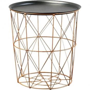 Gold Wire Metal Storage Basket Side Table