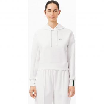 Felpa con cappuccio Lacoste donna logo piccolo bianco