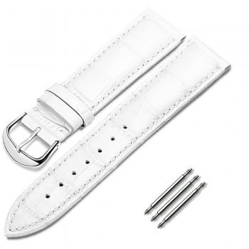 Omyzam Freizeit Leder-Uhrarmband Ersatz 18 mm Weiß