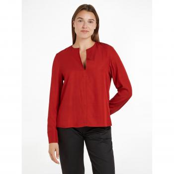 Klassische Langarm‑Bluse „VISCOSE REGULAR V‑NECK“ – Tommy Hilfiger, 34, rot/magmaschwarz