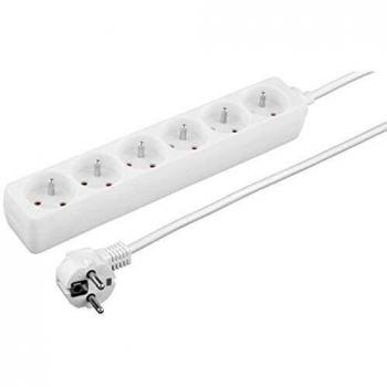 Bandoulière Power Strip Titanum – 6 prises, sécurité, câble 5 m, modèle TL123, blanc
